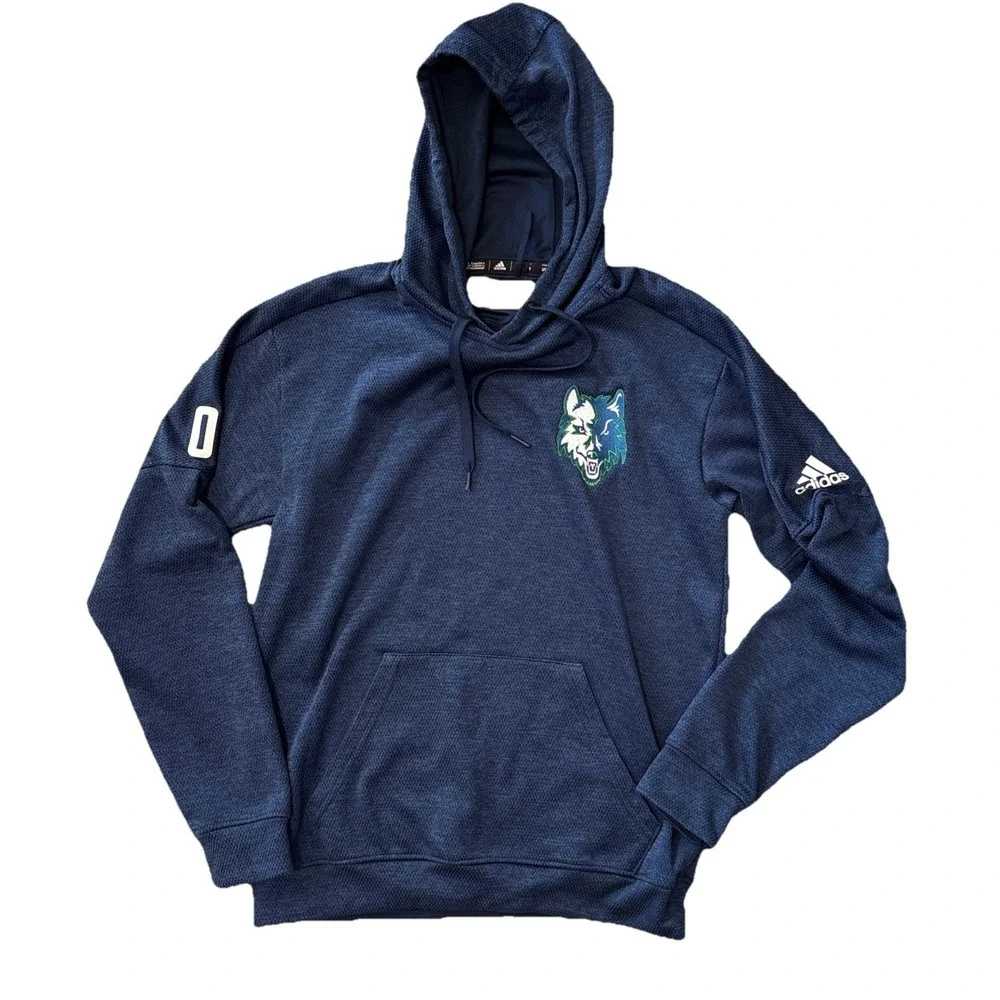 Adidas Boys Blue Hoodie | Size Small | Wolf Logo